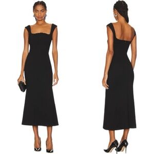 Elliatt Perri Midi Dress Black XL Structured Square Neck Cocktail Dress
